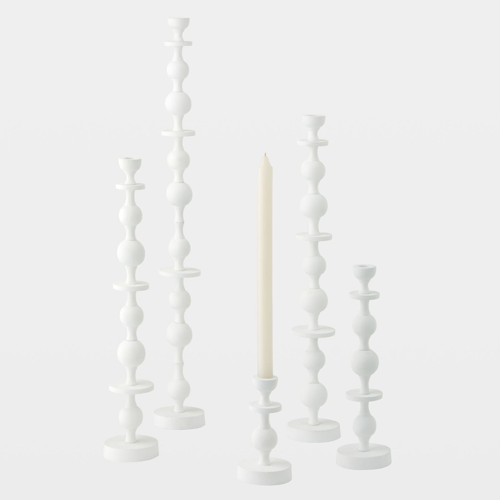 Global Views Bobbin Totem Candlesticks 31" H – group view