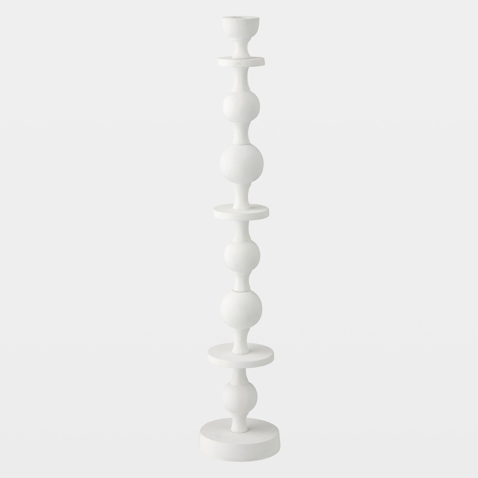 Global Views Bobbin Totem Candlesticks 21" H – profile view
