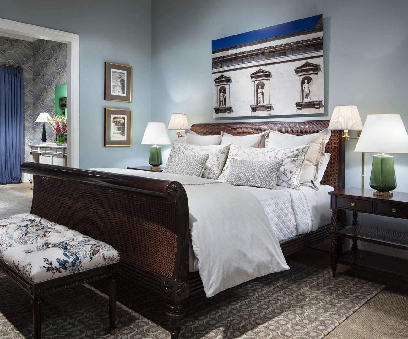 Theodore Alexander Denison Sleigh King Bed – room setting