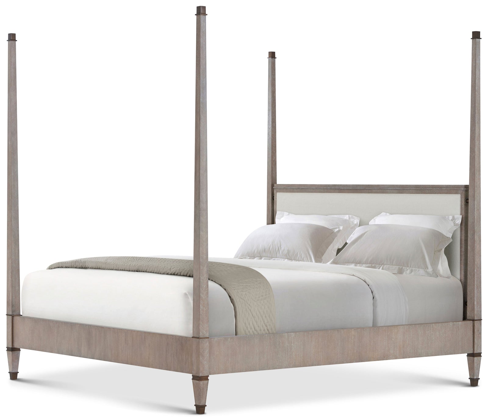 Theodore Alexander Markos Upholstered Poster Bed King / Marlborough Geo Coast – front view