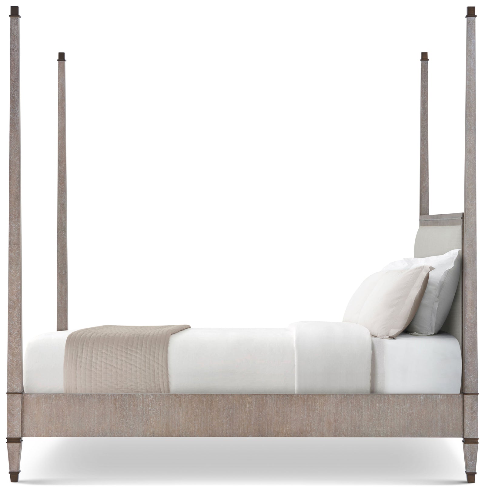 Theodore Alexander Markos Upholstered Poster Bed King / Marlborough Geo Coast – side view