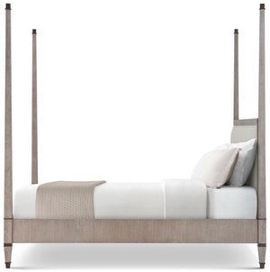 Theodore Alexander Markos Upholstered Poster Bed King / Marlborough Geo Coast – side view