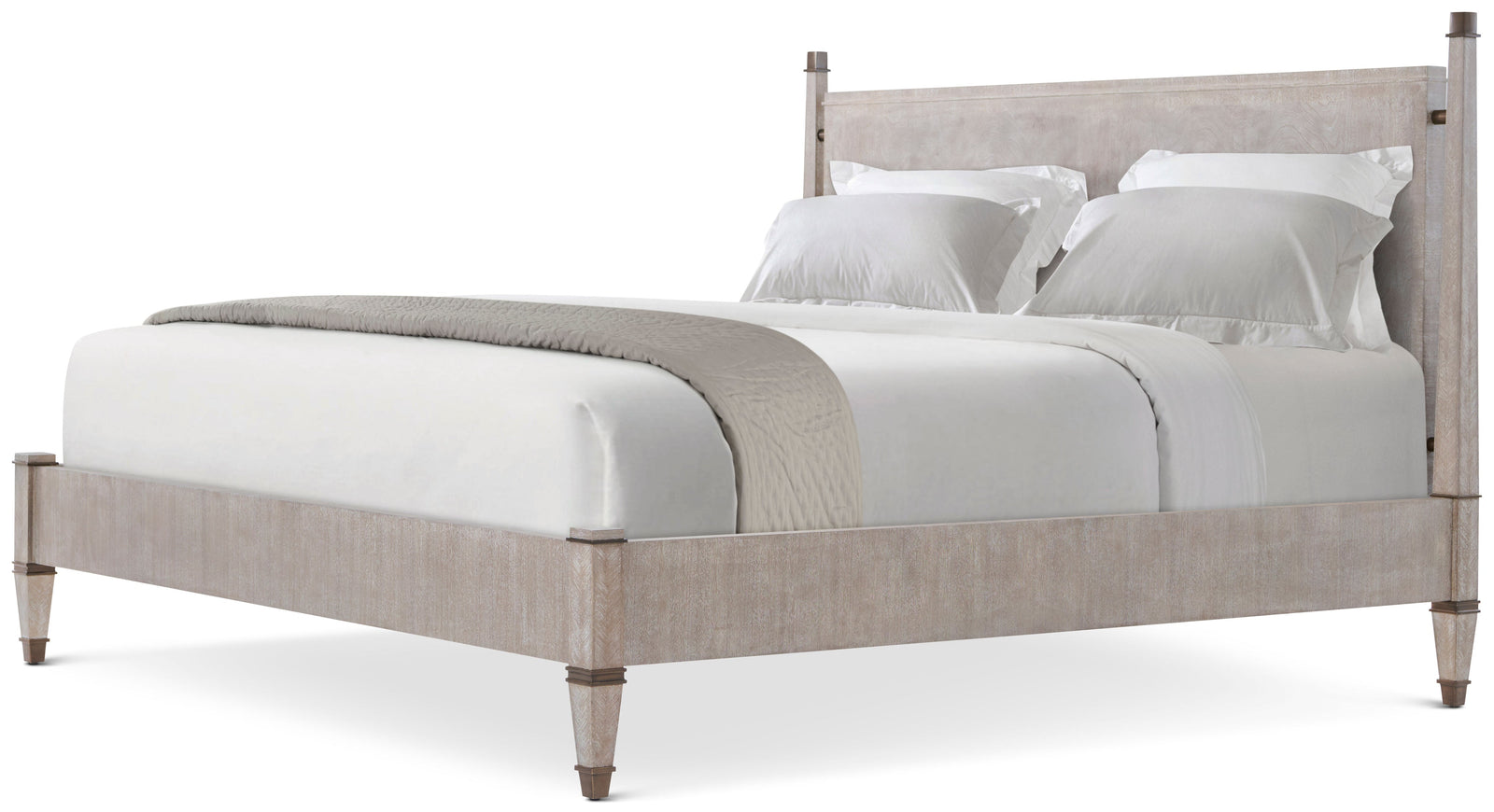 Theodore Alexander Markos Wooden Bed King / Marlborough Geo Coast – front view