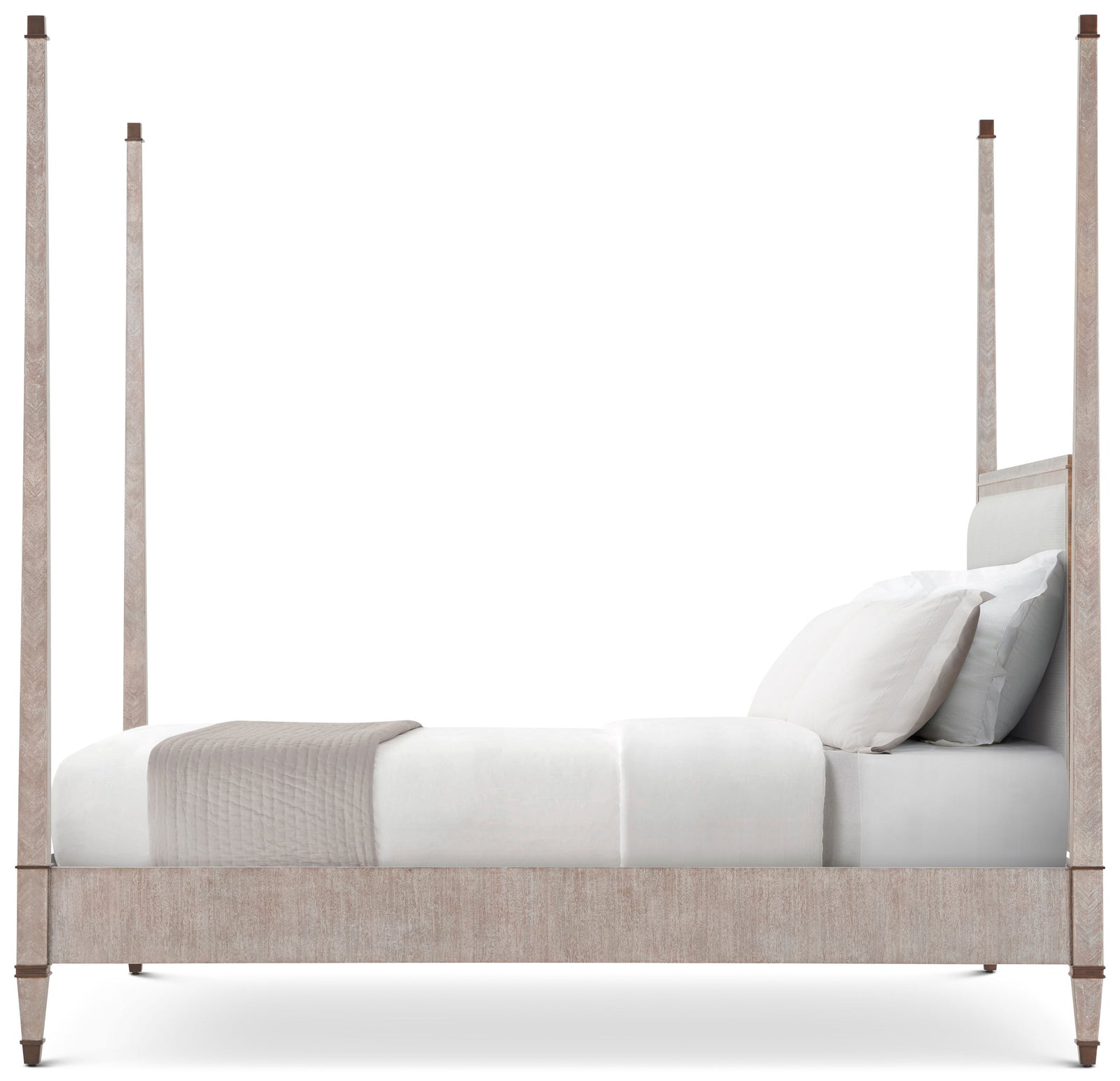 Theodore Alexander Markos Upholstered Poster Bed California King / Marlborough Geo Coast – side view