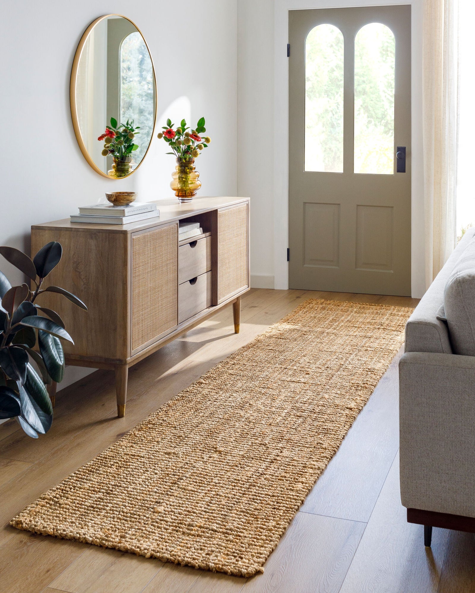Calla Handmade Rug 2' x 3' Beige & Tan – room setting
