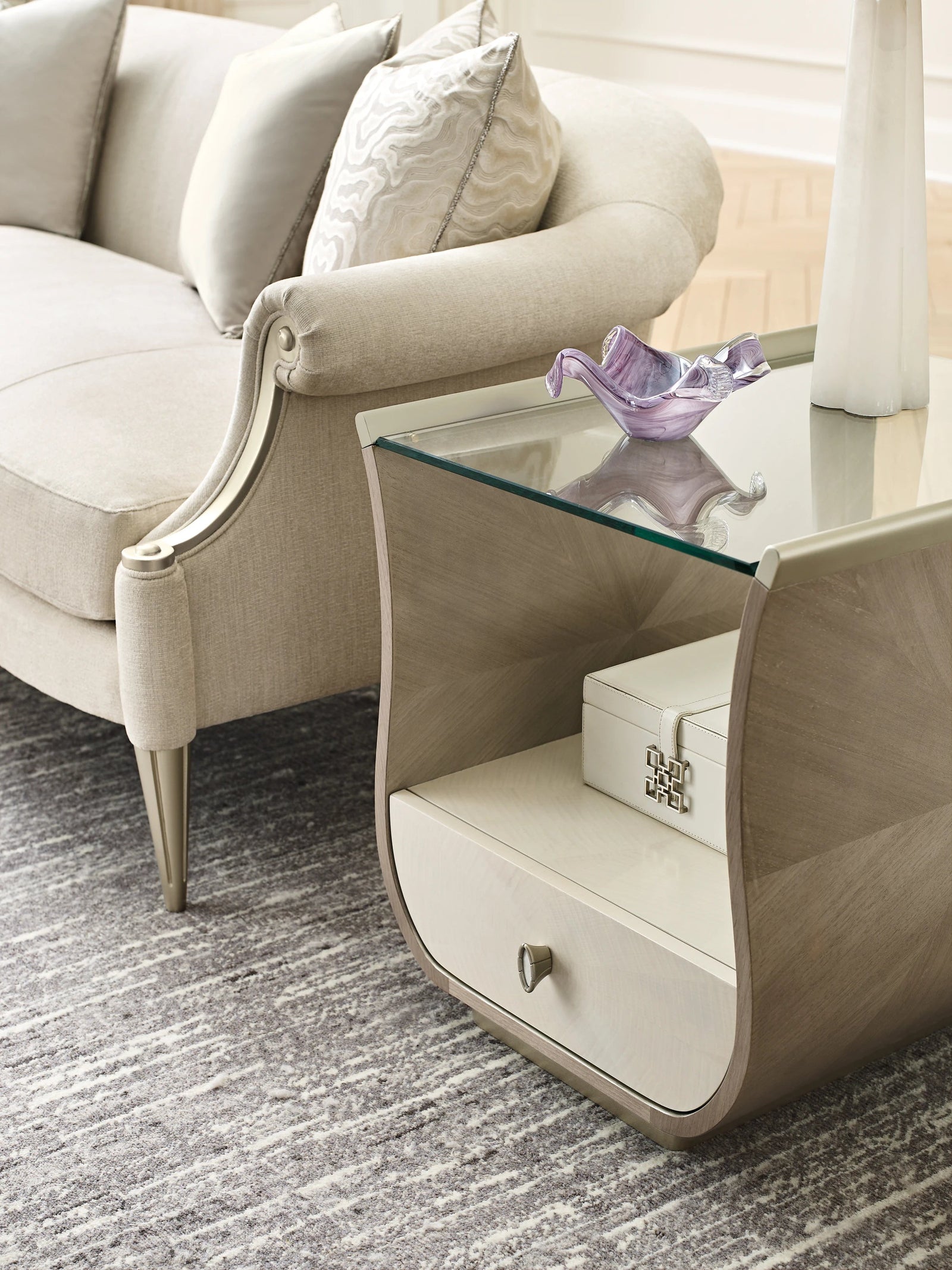 Caracole Rectangle End Table – angle view