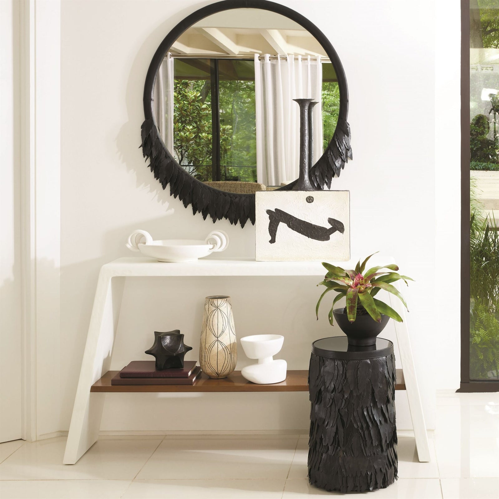 Global Views Emily Mirror Black – room setting