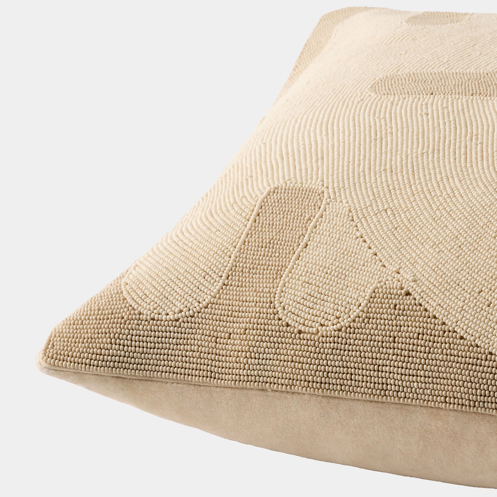 Global Views Carthago Beaded Pillow Key Sand – profile view