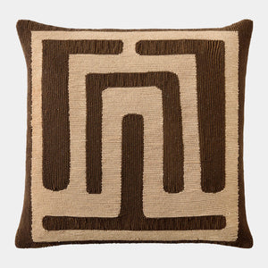 Global Views Carthago Beaded Pillow Latch Sepia – front view