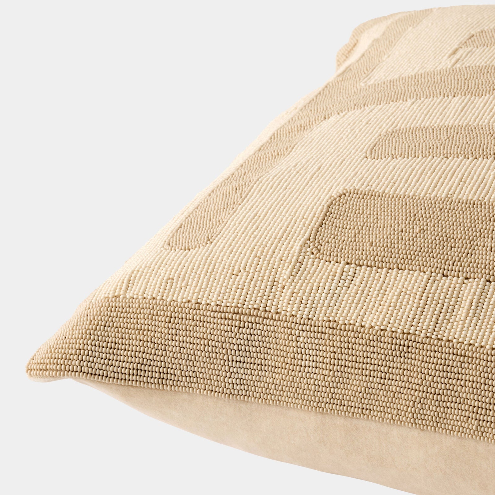 Global Views Carthago Beaded Pillow Latch Sand – profile view
