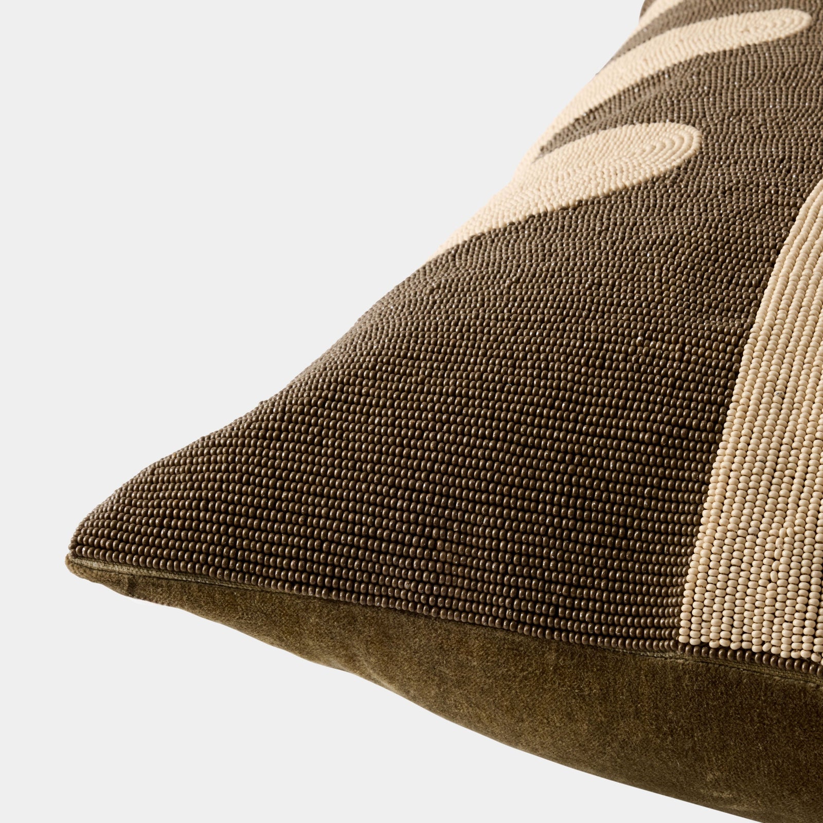 Global Views Carthago Beaded Pillow Pass Sepia – profile view