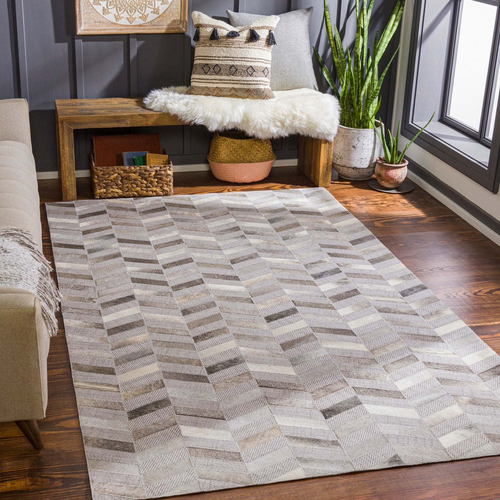 Jardin Handmade Rug 2' x 3' Gray – room setting