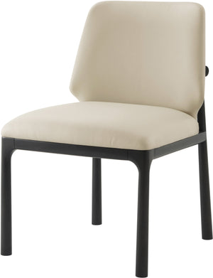 Theodore Alexander Kesden Dining Side Chair Silent Black, Humus Leather – front view