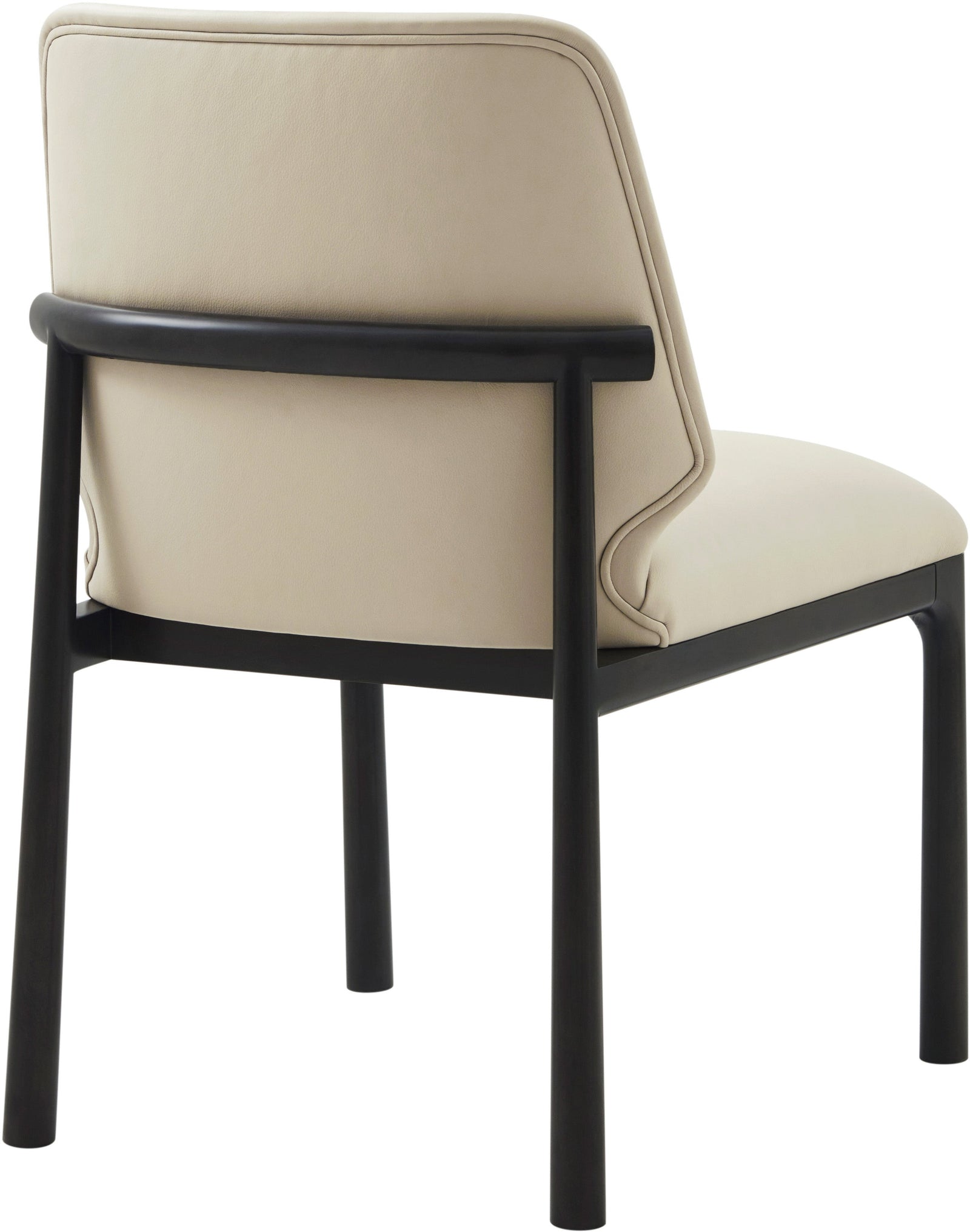 Theodore Alexander Kesden Dining Side Chair Silent Black, Humus Leather – angle view