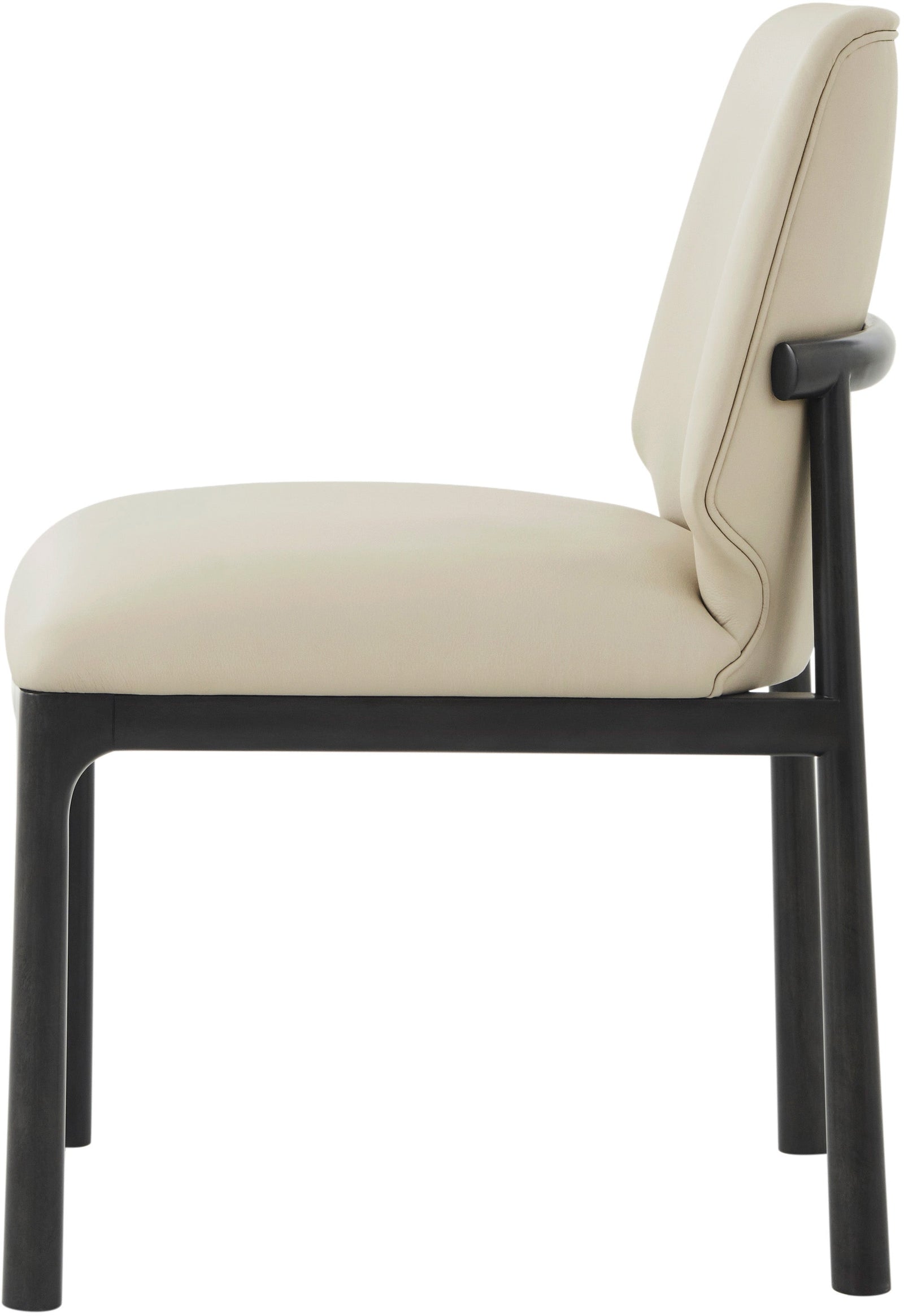 Theodore Alexander Kesden Dining Side Chair Silent Black, Humus Leather – side view