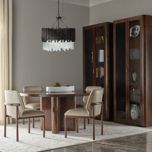 Theodore Alexander Kesden Dining Side Chair Silent Black, Humus Leather – room setting