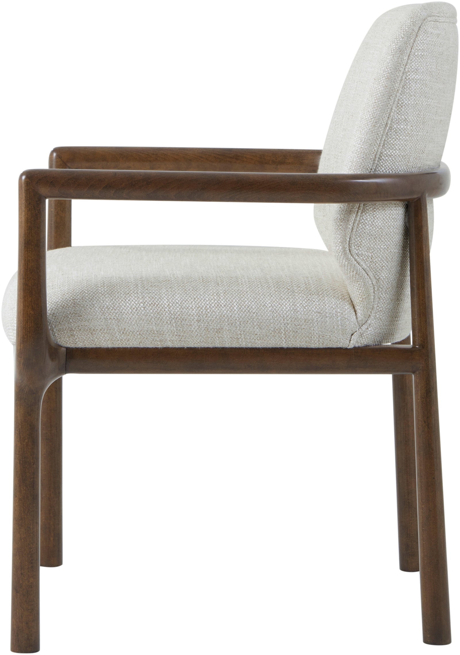 Theodore Alexander Kesden Dining Armchair Pyramid Brown, Halo Fabric – side view