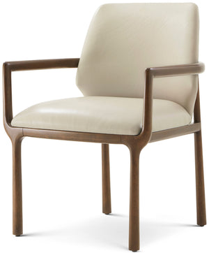 Theodore Alexander Kesden Dining Armchair Pyramid Brown, Humus Leather – front view