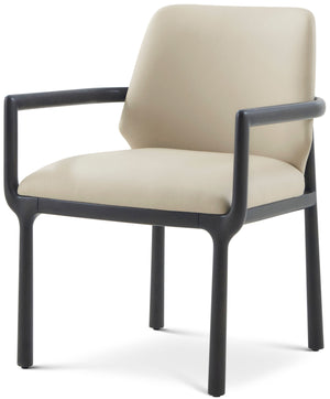 Theodore Alexander Kesden Dining Armchair Silent Black, Humus Leather – front view