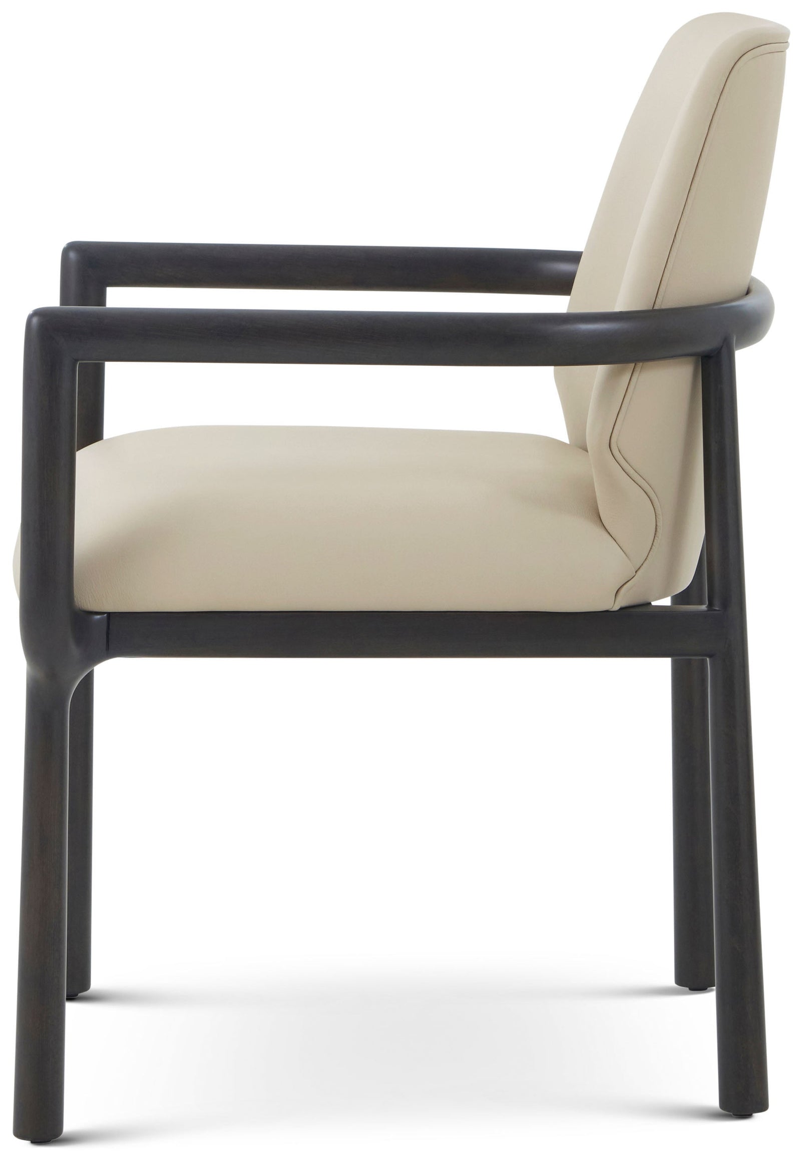 Theodore Alexander Kesden Dining Armchair Silent Black, Humus Leather – side view