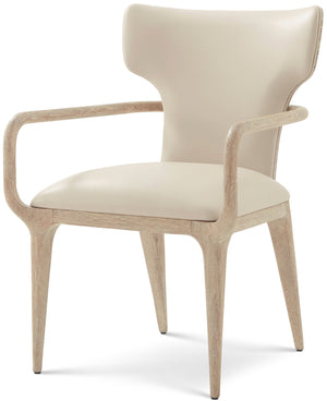 Theodore Alexander Repose Upholstered Dining Arm Chair II Grey Oak – front view