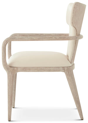 Theodore Alexander Repose Upholstered Dining Arm Chair II Grey Oak – side view