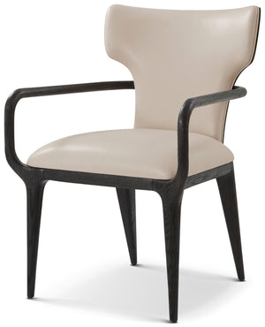 Theodore Alexander Repose Upholstered Dining Arm Chair II Charcoal Oak – front view