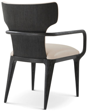 Theodore Alexander Repose Upholstered Dining Arm Chair II Charcoal Oak – angle view