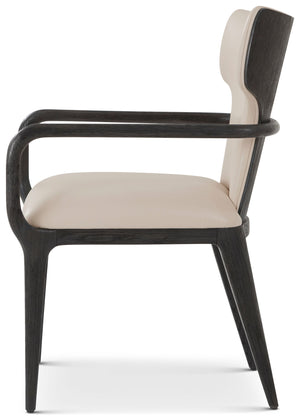 Theodore Alexander Repose Upholstered Dining Arm Chair II Charcoal Oak – side view