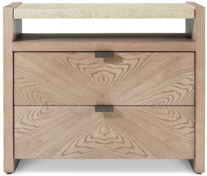 Theodore Alexander Catalina Two Drawer Nightstand Dune – front view