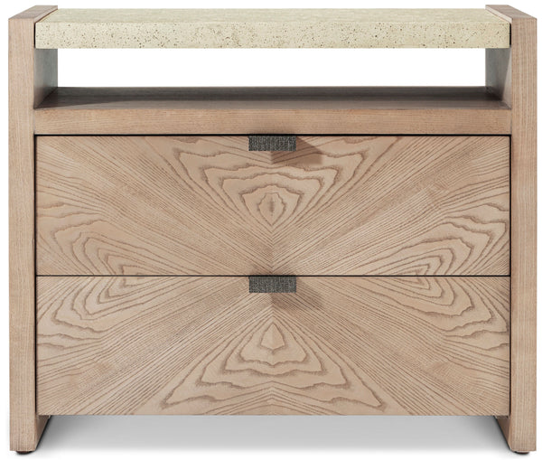Theodore Alexander Catalina Two Drawer Nightstand Dune – front view