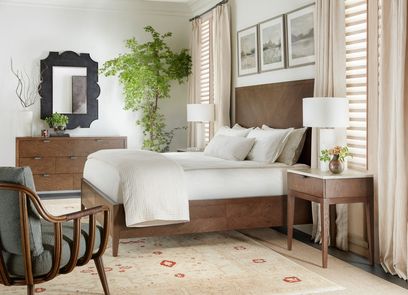 Theodore Alexander Catalina Single Drawer Nightstand Earth – room setting