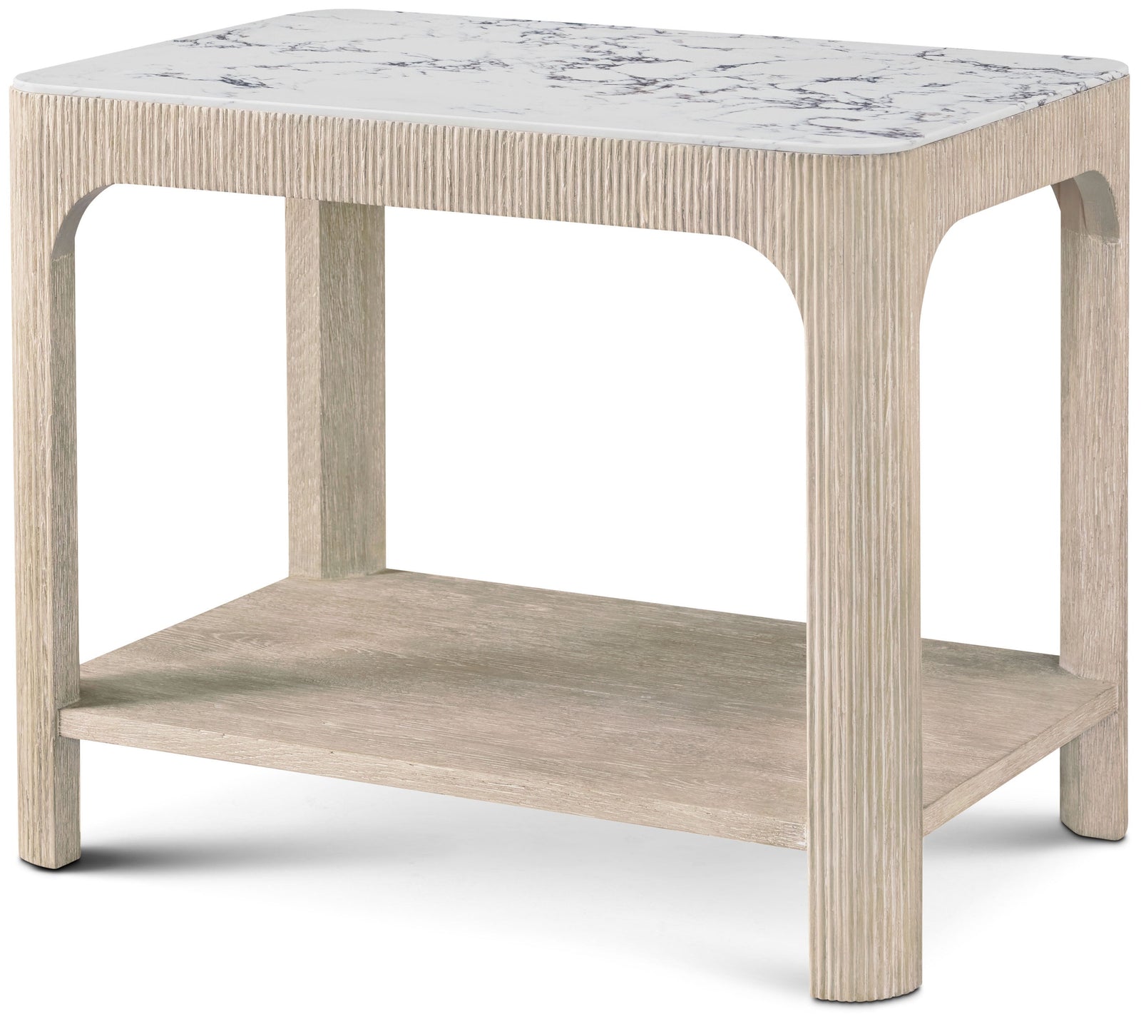 Theodore Alexander Horizon Rectangular Quartz Side Table – front view