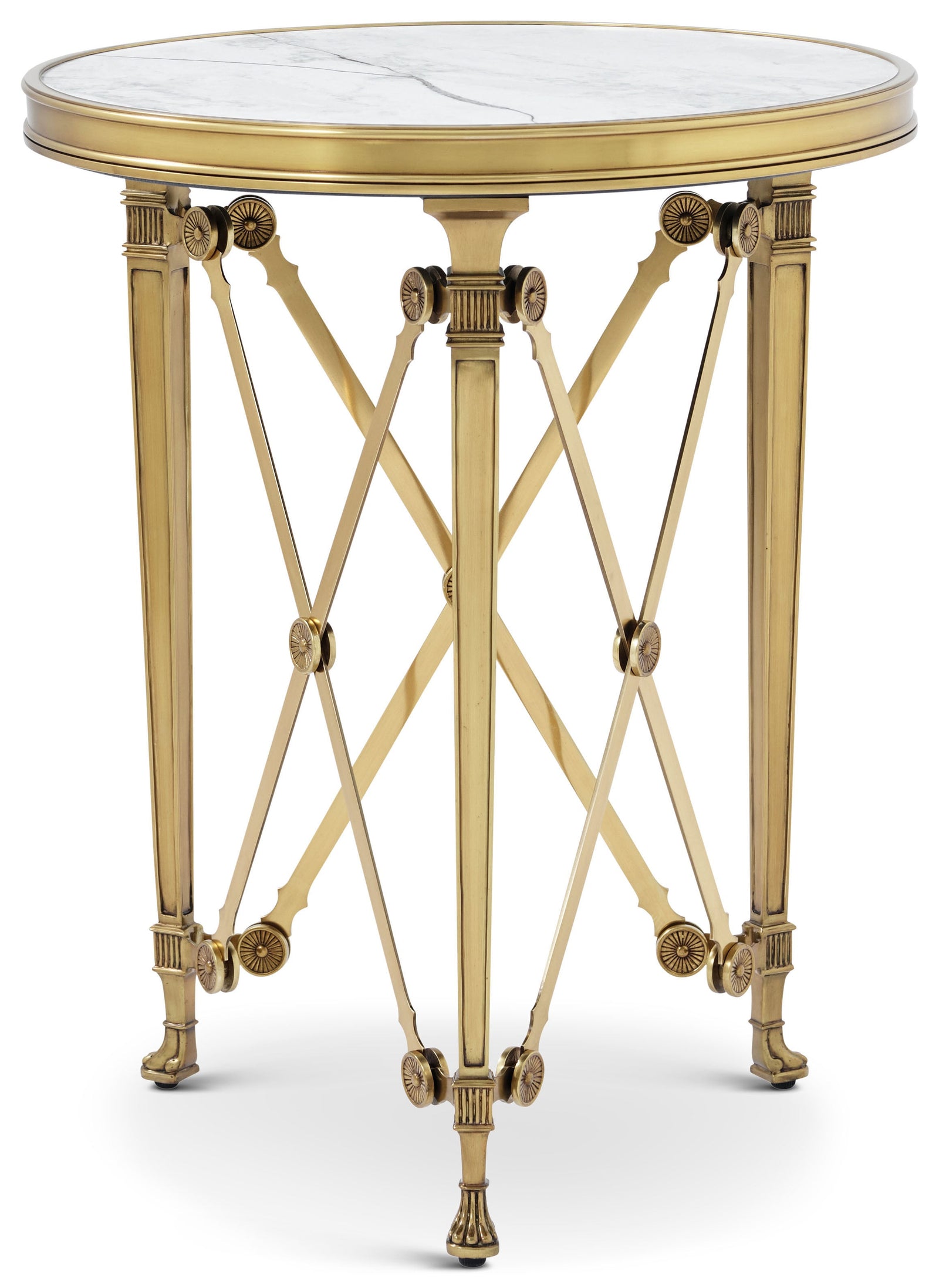 Theodore Alexander Spencer London Small Round Brass Side Table – angle view