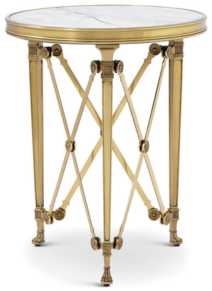 Theodore Alexander Spencer London Small Round Brass Side Table – angle view