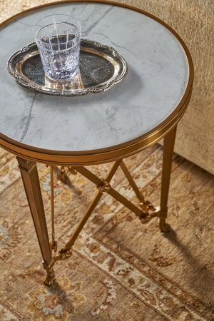 Theodore Alexander Spencer London Small Round Brass Side Table – room setting