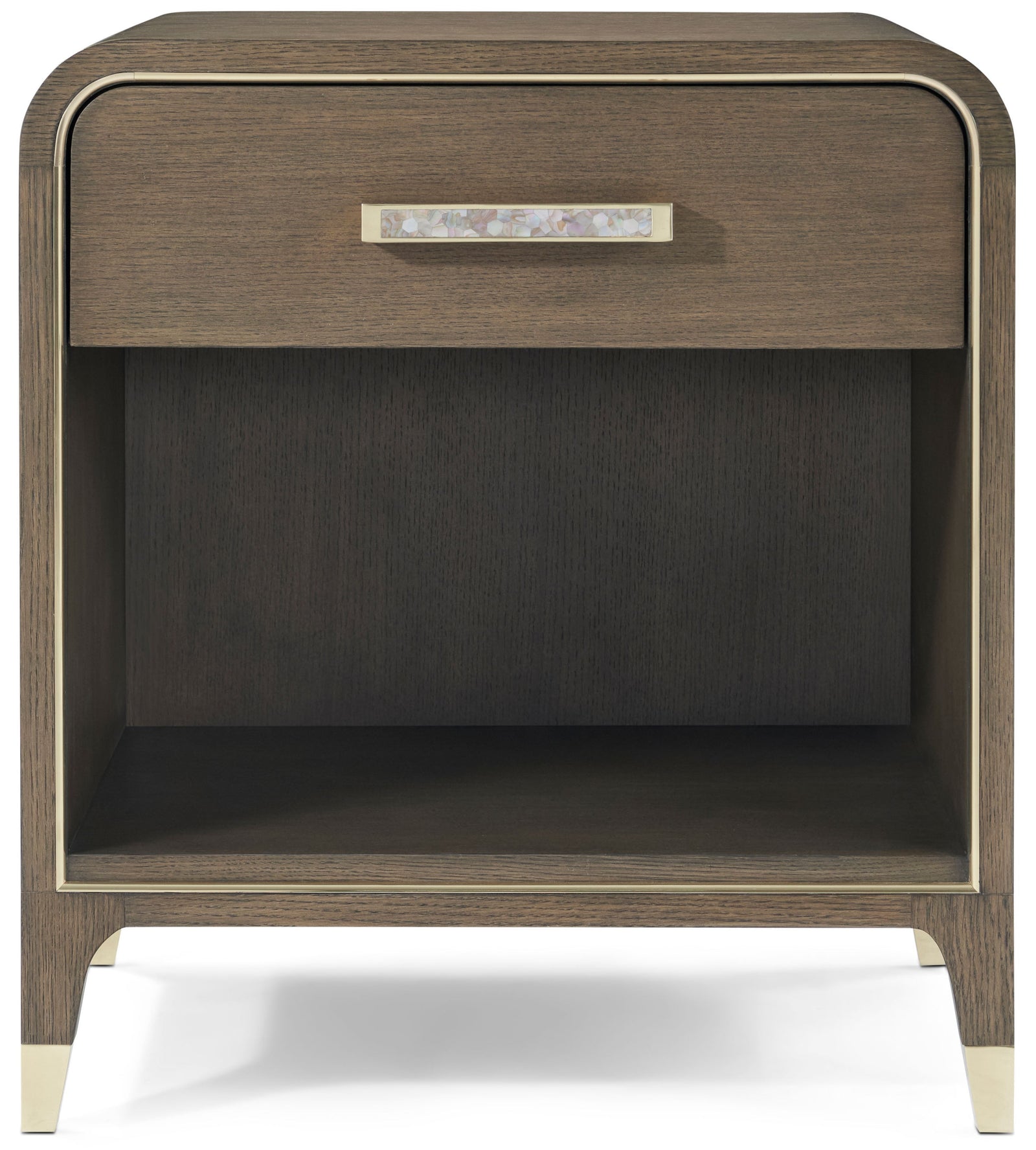 Theodore Alexander Judith Leiber 1-Drawer Nightstand Mink – front view