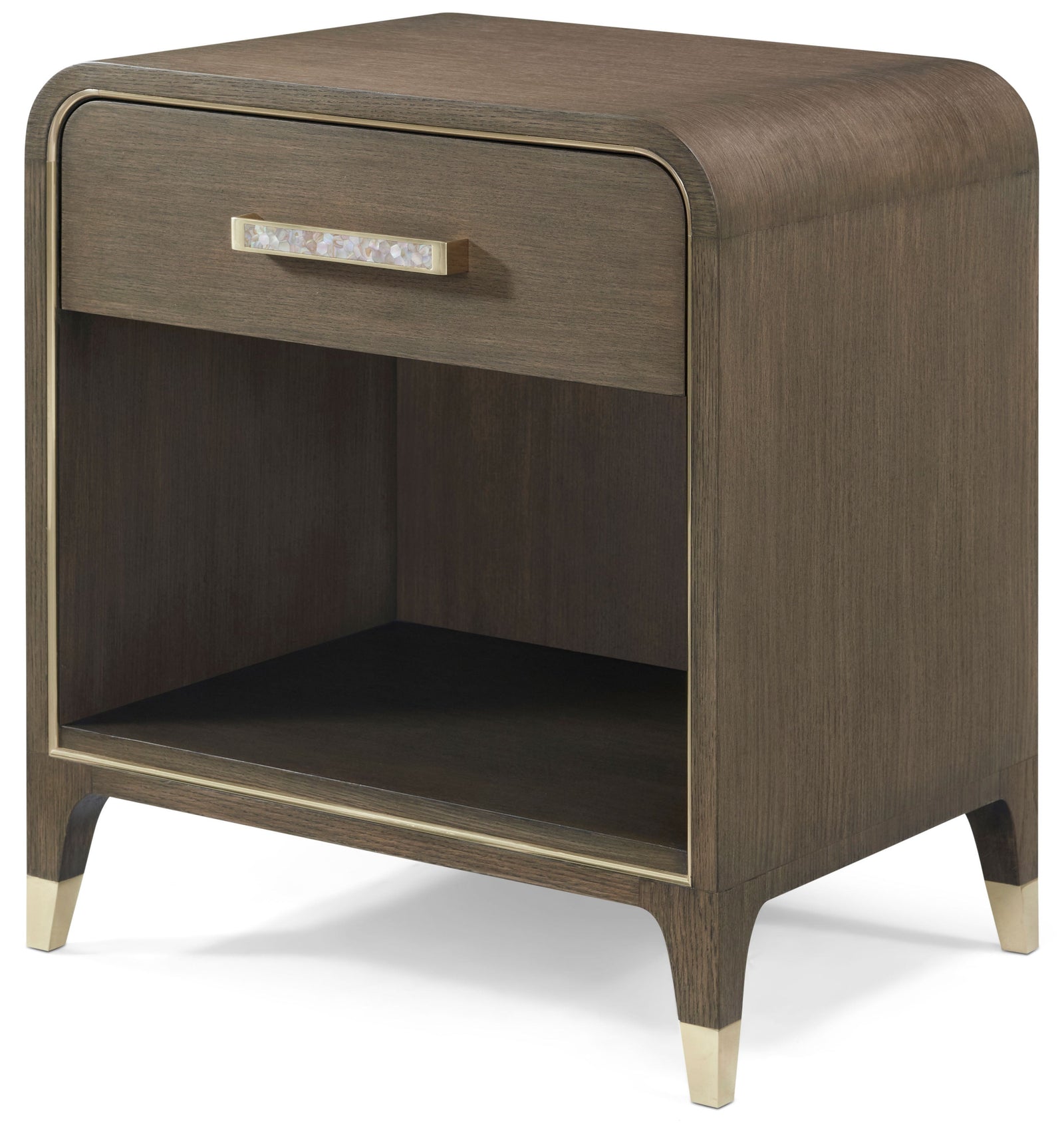 Theodore Alexander Judith Leiber 1-Drawer Nightstand Mink – angle view
