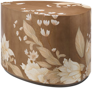 Theodore Alexander Bouquet Droplet Side Table Toasted Cashew, Dorelle – front view