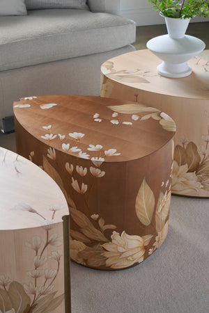 Theodore Alexander Bouquet Droplet Side Table Toasted Cashew, Dorelle – room setting