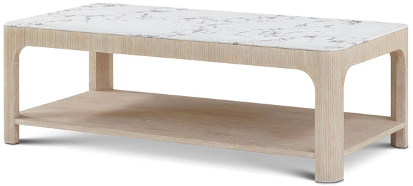 Theodore Alexander Horizon Rectangular Quartz Cocktail Table – front view