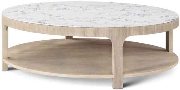 Theodore Alexander Horizon Round Quartz Cocktail Table – front view