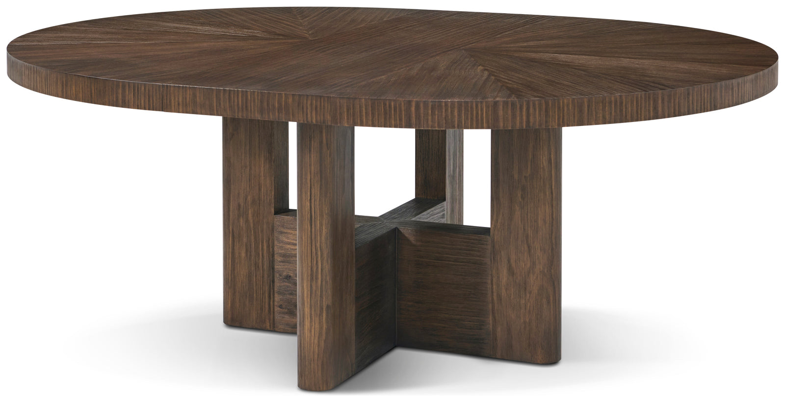 Theodore Alexander Urbane Round Extension Dining Table Campfire – front view
