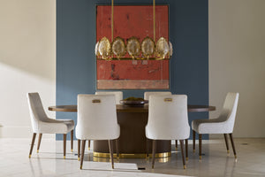 Theodore Alexander Judith Leiber Oval Dining Table Mink – room setting