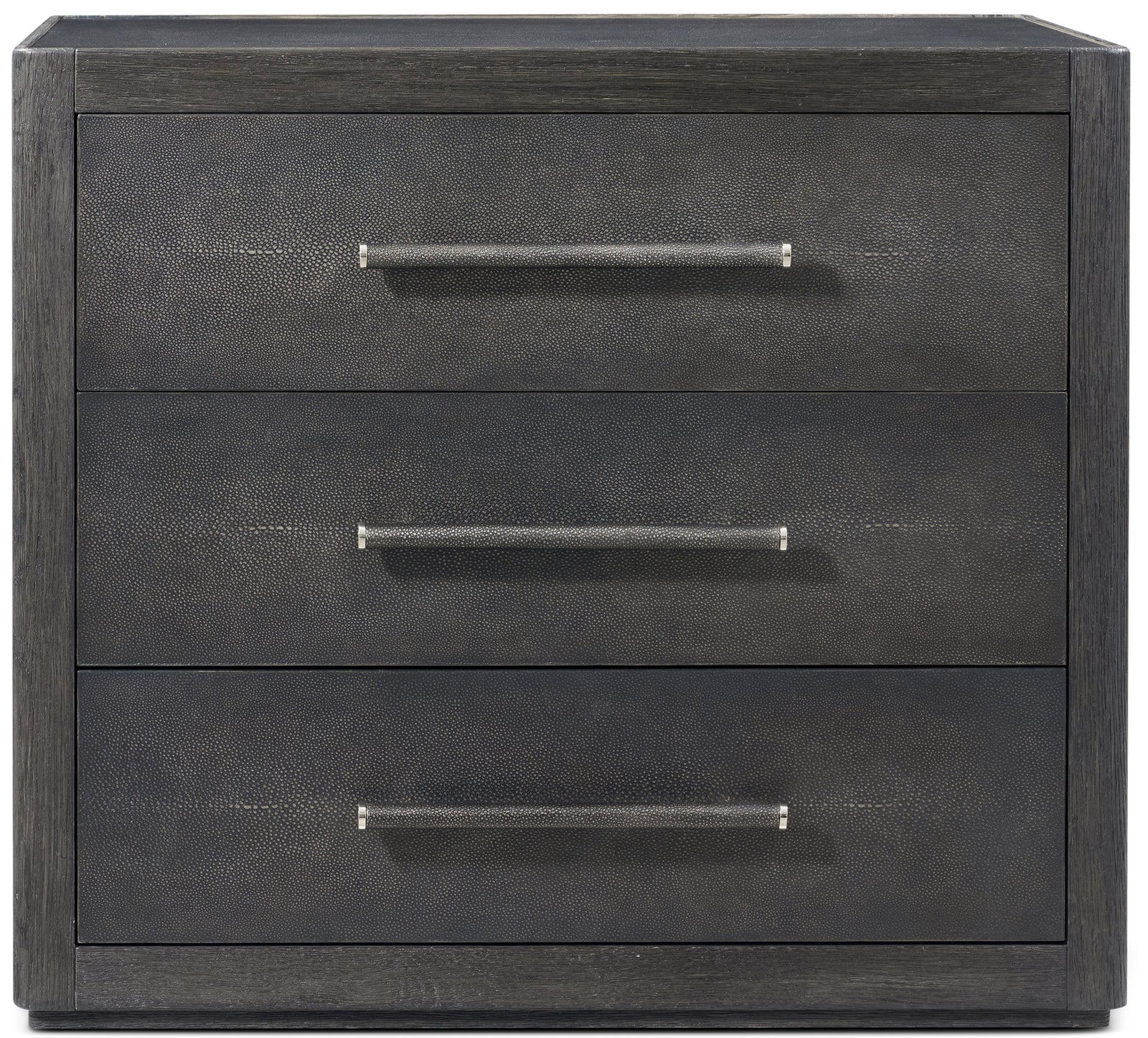 Theodore Alexander Maxwell 3-Drawer Nightstand II Obsidian Shagreen, Obsidian – front view