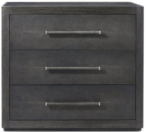 Theodore Alexander Maxwell 3-Drawer Nightstand II Obsidian Shagreen, Obsidian – front view