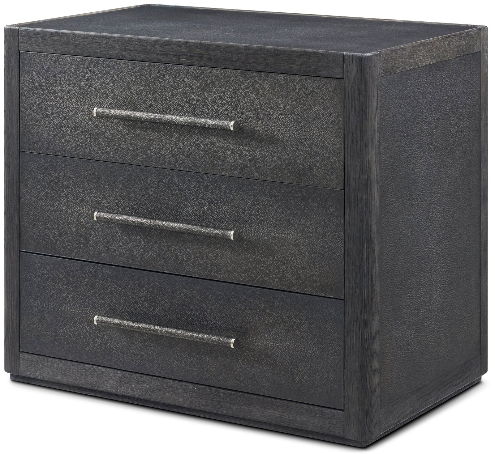 Theodore Alexander Maxwell 3-Drawer Nightstand II Obsidian Shagreen, Obsidian – angle view