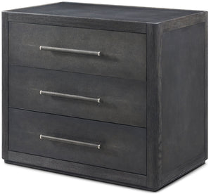Theodore Alexander Maxwell 3-Drawer Nightstand II Obsidian Shagreen, Obsidian – angle view