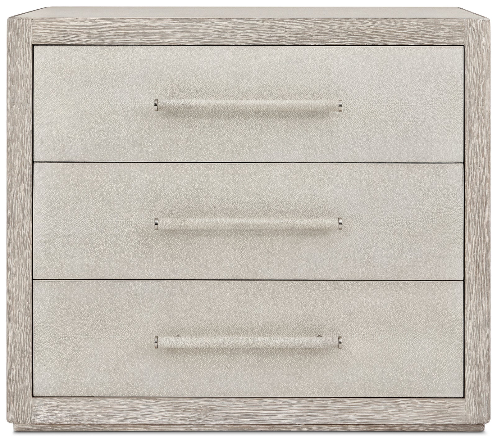 Theodore Alexander Maxwell 3-Drawer Nightstand II Dove, Cashmere – front view