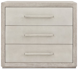 Theodore Alexander Maxwell 3-Drawer Nightstand II Dove, Cashmere – front view